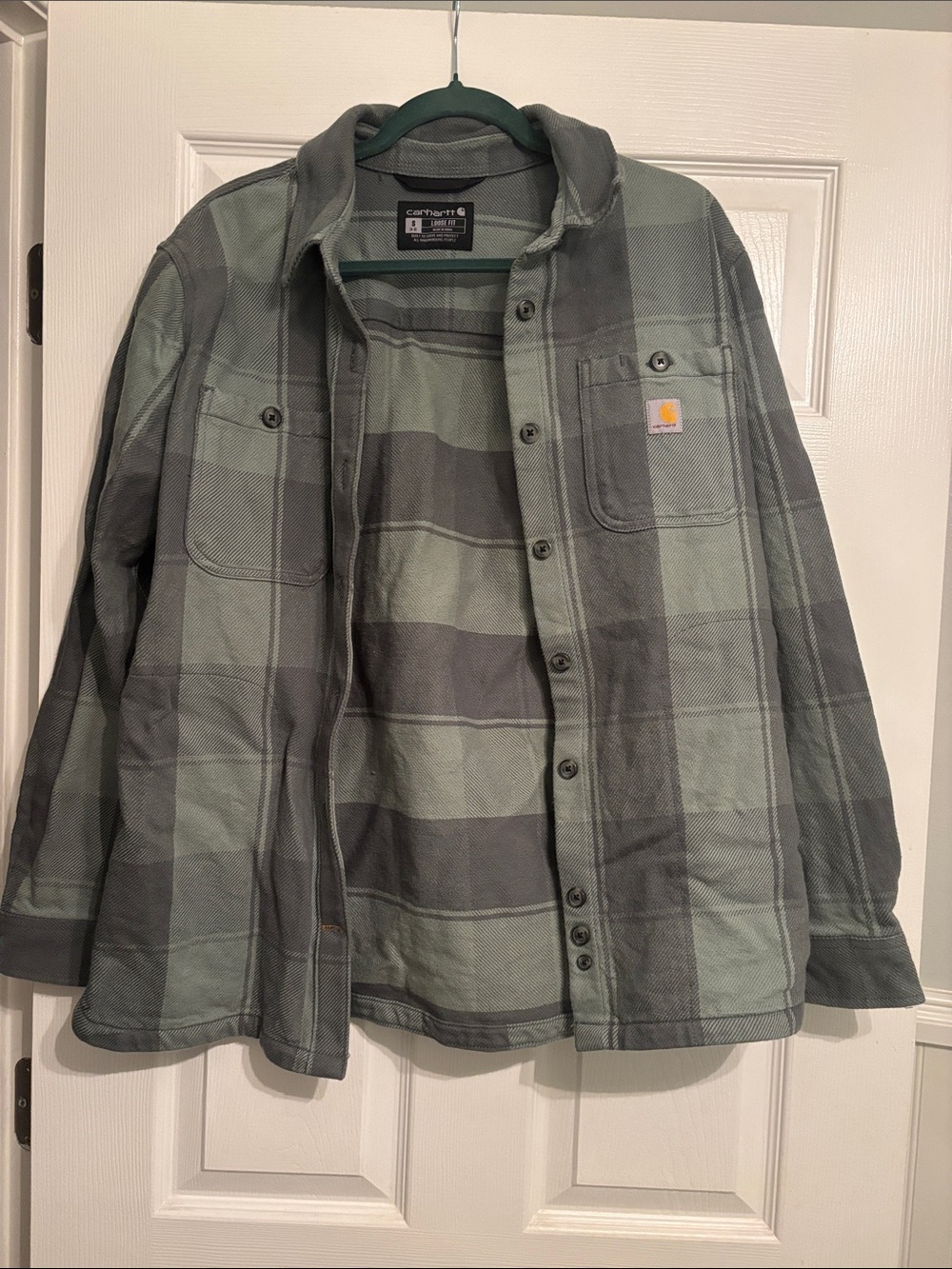 Carhartt Men’s Green and Gray Plaid Shirt Jacket
